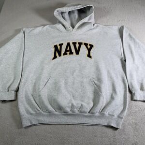 VTG Navy Midshipmen Hoodie Pullover‎ Mens XL Gray College Football Dodger Fleece